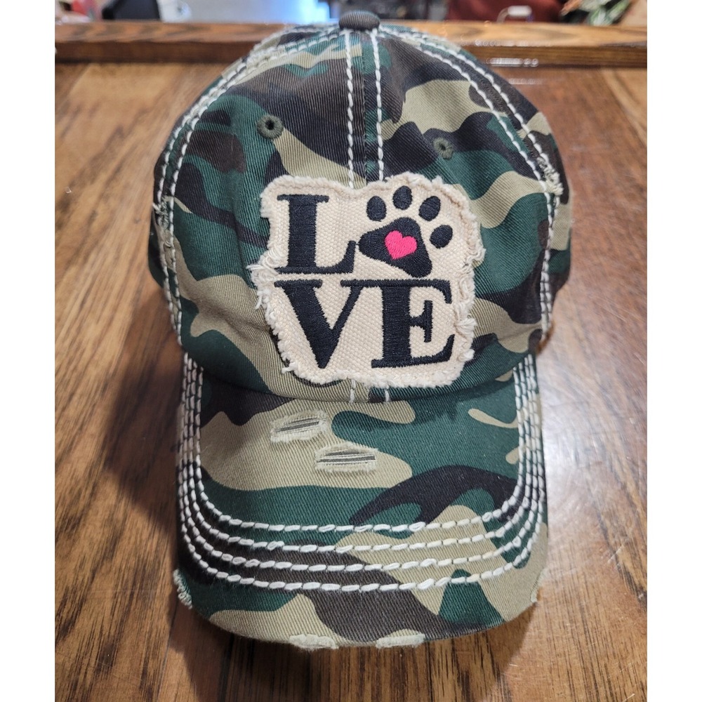 Camo Dog print Base  Ball Style Hat Kbethos Vintage with adjustable fit